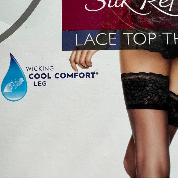 Silky Reflections Lace Top Thigh Highs Hosiery Cool Comfort AB Barely There - Picture 5 of 8